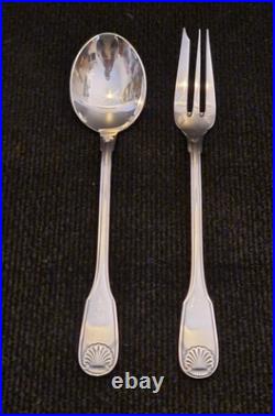 Christofle Modèle vendôme coquille Cuillère et fourchette de service L. 25