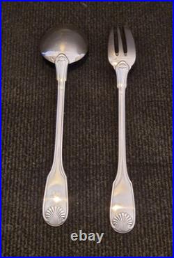 Christofle Modèle vendôme coquille Cuillère et fourchette de service L. 25