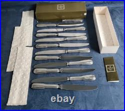 Christofle Orfevre A Paris 12 Grands Couteaux Modele Filet Chinon Metal Argente
