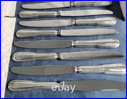 Christofle Orfevre A Paris 12 Grands Couteaux Modele Filet Chinon Metal Argente
