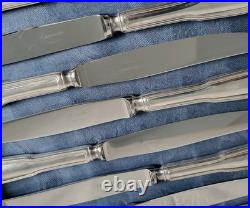 Christofle Orfevre A Paris 12 Grands Couteaux Modele Filet Chinon Metal Argente
