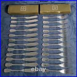 Christofle Orfevre Paris 12 Couverts A Poisson Modele Filet Chinon Metal Argente