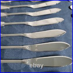 Christofle Orfevre Paris 12 Couverts A Poisson Modele Filet Chinon Metal Argente