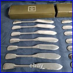 Christofle Orfevre Paris 12 Couverts A Poisson Modele Filet Chinon Metal Argente