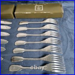 Christofle Orfevre Paris 12 Couverts A Poisson Modele Filet Chinon Metal Argente