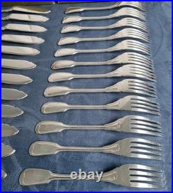 Christofle Orfevre Paris 12 Couverts A Poisson Modele Filet Chinon Metal Argente