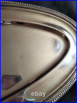 Christofle / Plat long torpilleur à poisson en métal argenté / Modèle Perles