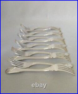 Christofle, couverts, 12 fourchettes à poisson en métal argenté, modèle Vendôme