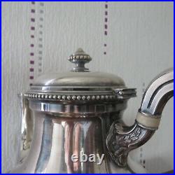 Christofle gallia service à café 3 pièces en métal argenté modèle perle