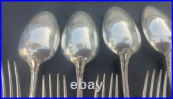 Christofle métal argenté modèle Rubans set 10 grandes fourchettes 6 cuillères