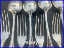 Christofle métal argenté modèle Rubans set 10 grandes fourchettes 6 cuillères