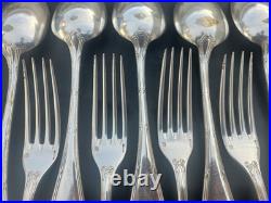 Christofle métal argenté modèle Rubans set 10 grandes fourchettes 6 cuillères