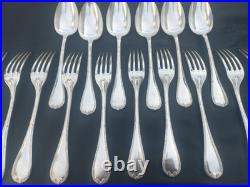 Christofle métal argenté modèle Rubans set 10 grandes fourchettes 6 cuillères