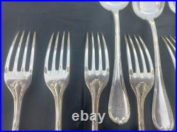 Christofle métal argenté modèle Rubans set 10 grandes fourchettes 6 cuillères