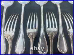 Christofle métal argenté modèle Rubans set 10 grandes fourchettes 6 cuillères