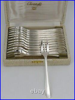Christofle modèle Boréal, 12 fourchettes à gâteaux métal argenté, excellent état