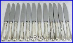 Christofle modèle Chinon, 12 couteaux de table, Filet, métal argenté