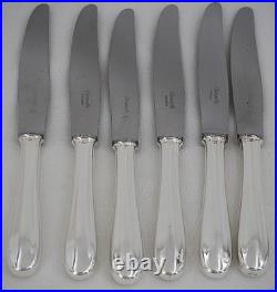 Christofle modèle Dax, 6 couteaux de table, métal argenté, en excellent état