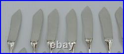 Christofle modèle Japonais, lot de 24 couteaux à poisson en métal argenté