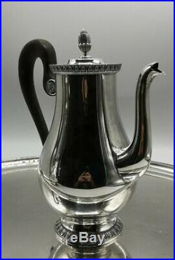 Christofle modèle Malmaison, service thé/café 5 pièces, plateau, métal argenté