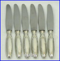 Christofle modèle Marie-Antoinette, 6 couteaux de table métal argenté lames Inox