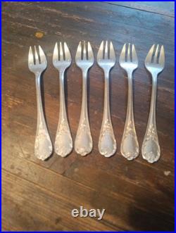 Christofle modèle Marly, 6 fourchettes à huîtres métal argenté excellent état
