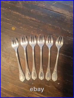 Christofle modèle Marly, 6 fourchettes à huîtres métal argenté excellent état