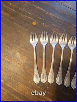 Christofle modèle Marly, 6 fourchettes à huîtres métal argenté excellent état
