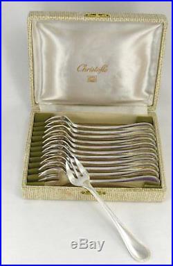 Christofle modèle Perles, 12 fourchettes à huitres, excellent état, proche neuf