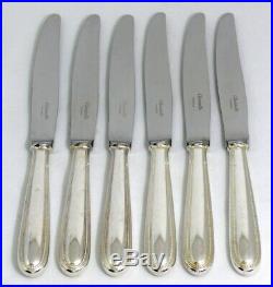Christofle modèle Perles, 6 couteaux de table, excellent état, proches du neuf