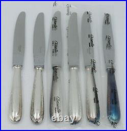 Christofle modèle Perles, 6 couteaux de table métal argenté, état neuf