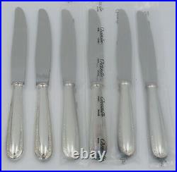 Christofle modèle Perles, 6 couteaux de table métal argenté, état neuf