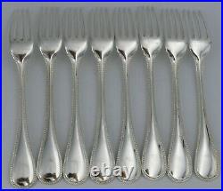 Christofle modèle Perles, 8 fourchettes de table métal argenté, excellent état