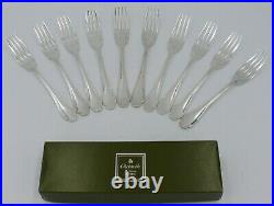 Christofle modèle Pompadour, 10 fourchettes à poisson/salad Forks, métal argenté