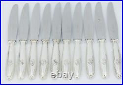 Christofle modèle Rubans, 10 couteaux de table, métal argenté, monogramme FB