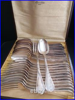 Christofle modele Rubans croises Ménagère 24 P. Cuillères à soupe fourchettes