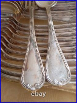 Christofle modele Rubans croises Ménagère 24 P. Cuillères à soupe fourchettes