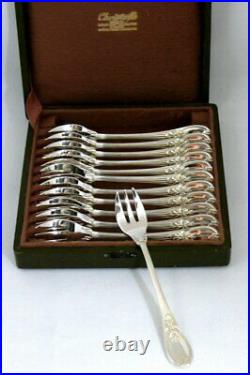 Christofle modèle Trianon 12 fourchettes à huitres excellent état métal argenté
