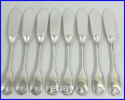 Christofle modèle Vendôme/Arcantia, 8 couteaux à poisson, métal argenté