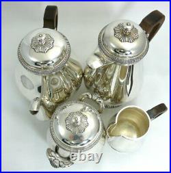 Christofle service à thé/café Art Déco, 4 pièces modèle à Godrons métal argenté