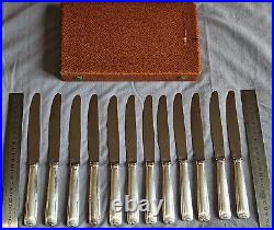 Coffret 12 couteaux vintage en métal argenté & lames inox Modèle filets & perles