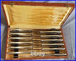 Coffret 12 couteaux vintage en métal argenté & lames inox Modèle filets & perles