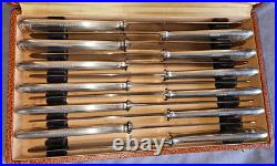 Coffret 12 couteaux vintage en métal argenté & lames inox Modèle filets & perles
