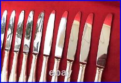 Coffret de 12 couteaux de table + 12 entremet ERCUIS métal argenté Modèle PERLES