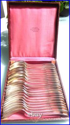 Coffret de 12 cuillères & fourchettes de service métal argenté ERCUIS modèle