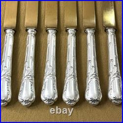 Couteaux à entremet / fruits CHRISTOFLE modèle CHRYSANTHEMES métal argenté 21 cm