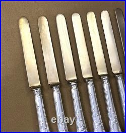 Couteaux à entremet / fruits CHRISTOFLE modèle CHRYSANTHEMES métal argenté 21 cm