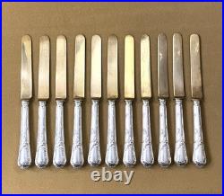 Couteaux à entremet / fruits CHRISTOFLE modèle CHRYSANTHEMES métal argenté 21 cm