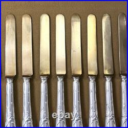 Couteaux à entremet / fruits CHRISTOFLE modèle CHRYSANTHEMES métal argenté 21 cm