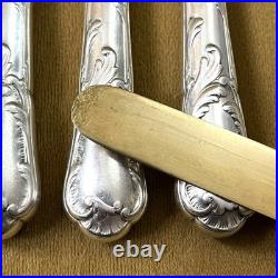 Couteaux à entremet / fruits CHRISTOFLE modèle CHRYSANTHEMES métal argenté 21 cm